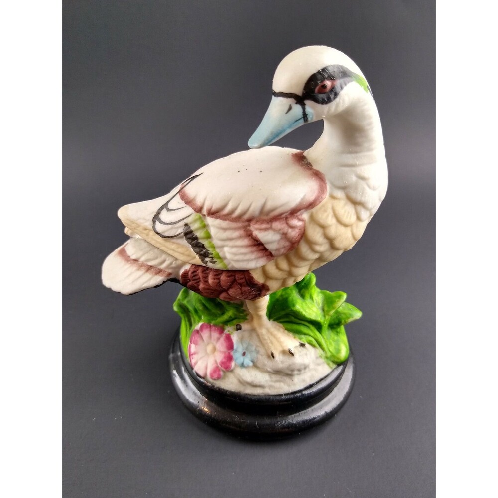 Vintage Ceramic Blue Billed Duck Figurine Made in Thailand Ruddy Figure 4.5 inch